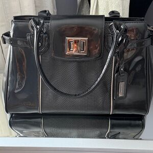 Elegant Black Patent Leather Satchel